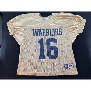 Pro Down Champ Warriors 16 Adult S M Football Jersey Gold Blue